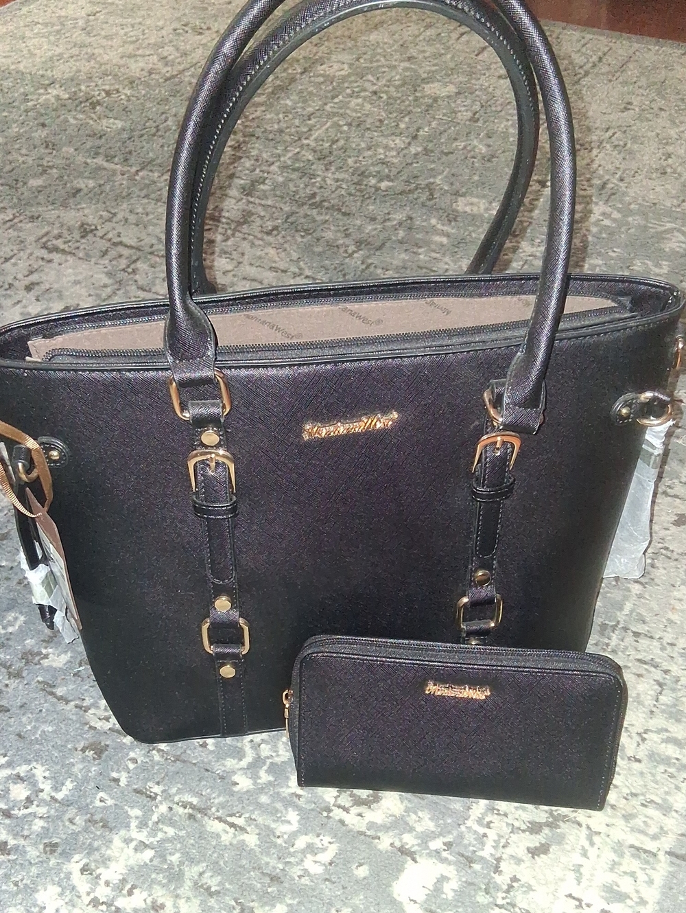 Black Women's Tote Bag with Matching Wallet - Montana West